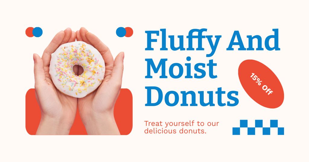 Ontwerpsjabloon van Facebook AD van Offer of Fluffy and Moist Doughnuts