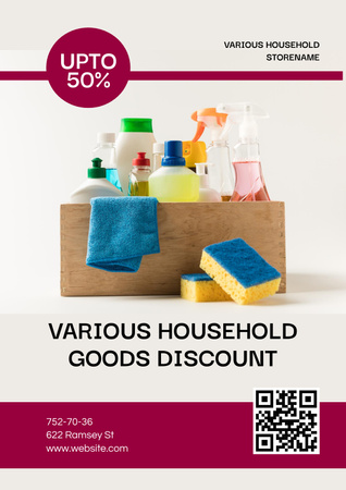 Household Goods for Cleaning Discount Poster Design Template