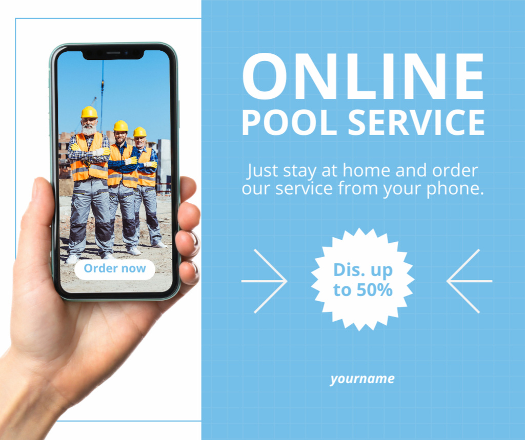 Ontwerpsjabloon van Facebook van Offer Discounts for Online Booking Service for Pools