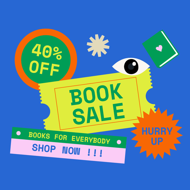 Ontwerpsjabloon van Instagram van Fantastic Book Discount on Colorful Ad