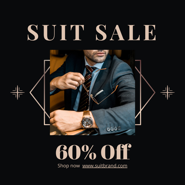 Offer Discounts on Men's Suits Instagram AD Šablona návrhu