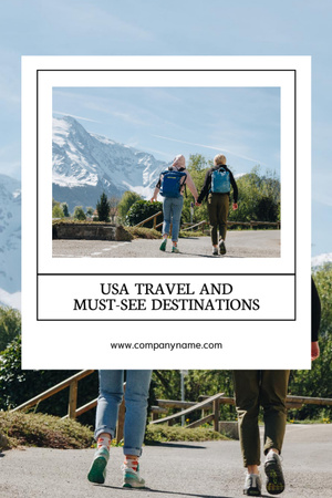 USA Travel Tours With Popular Destinations Postcard 4x6in Vertical Design Template