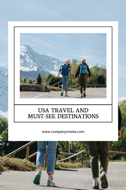 USA Travel Tours With Popular Destinations Postcard 4x6in Vertical – шаблон для дизайна