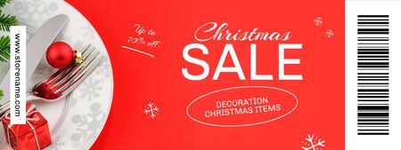 Christmas Holiday Decorations And Cutlery Sale Offer Coupon Design Template