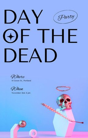 Day of the Dead Holiday Party Celebration Announcement Invitation 4.6x7.2in – шаблон для дизайну