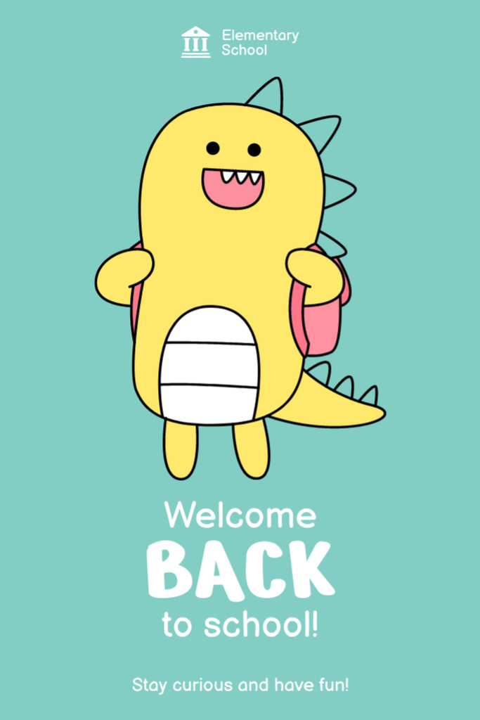 Back To School Text with Cute Cartoon Character Postcard 4x6in Vertical Design Template