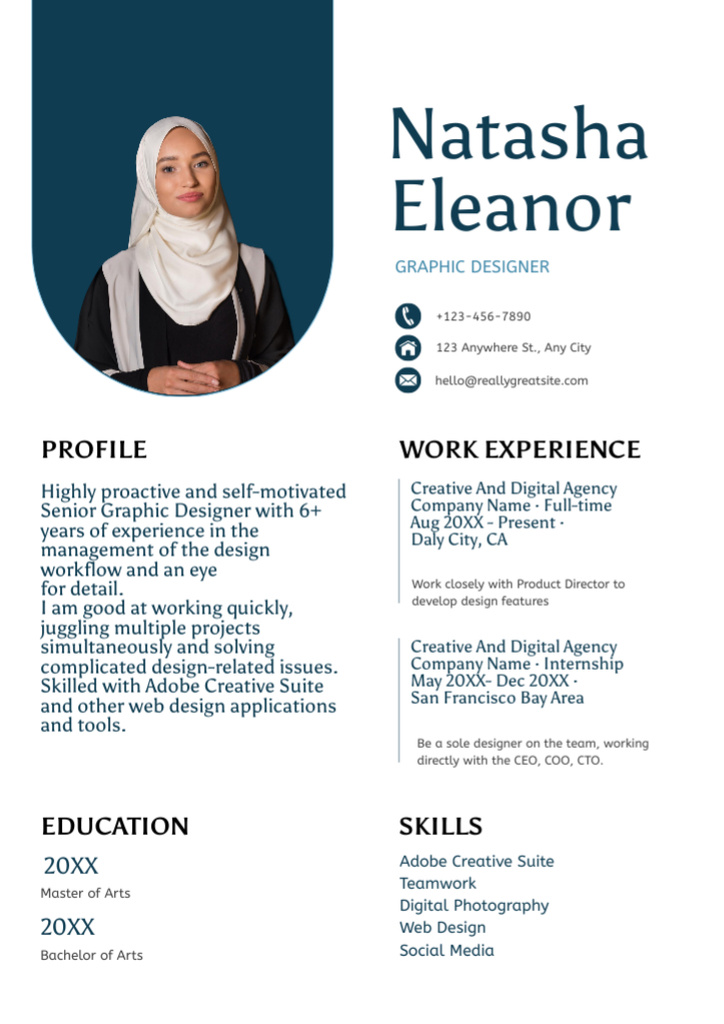 Senior Graphic Designer Skills With Work Experience Resume – шаблон для дизайну