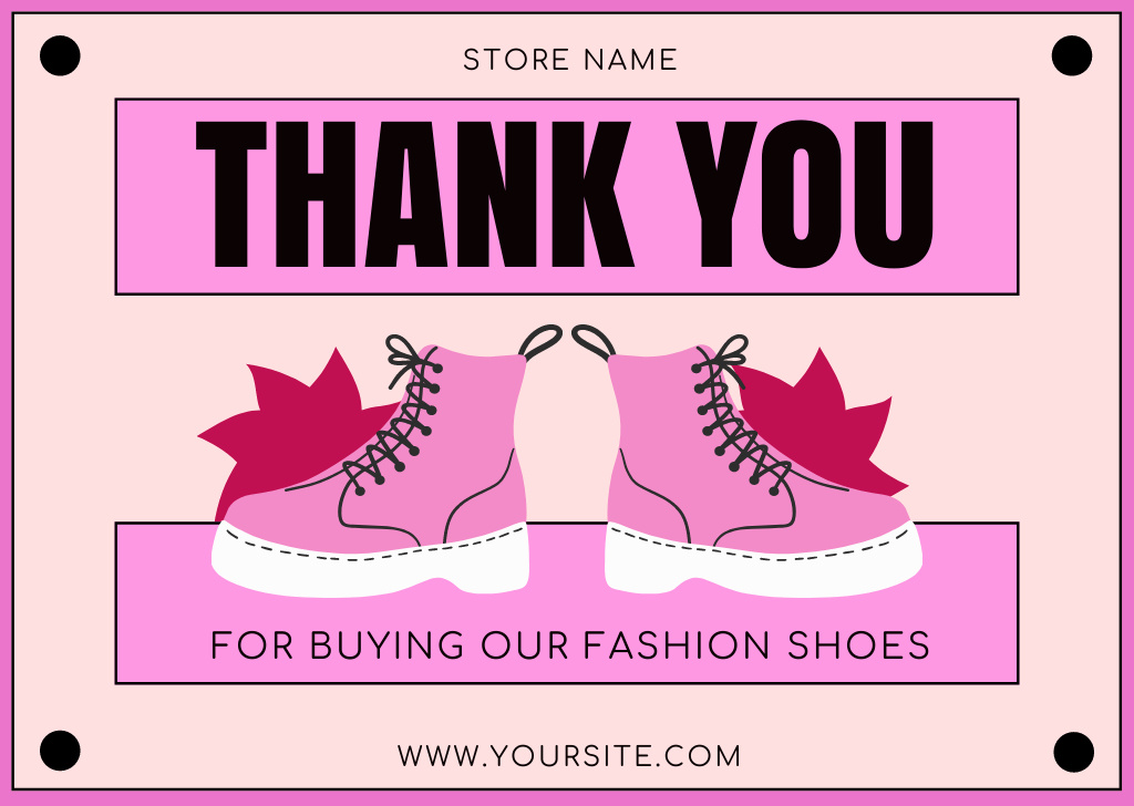 Designvorlage Thank You for Purchase of Fashion Shoes für Card