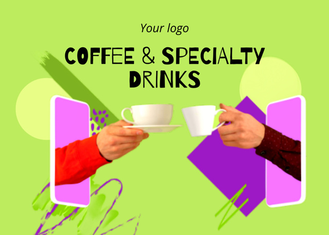 Offer of Coffee and Speciality Drinks Postcard 5x7in – шаблон для дизайна