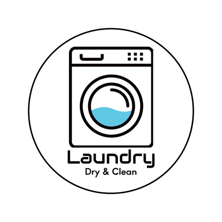 Laundry Service Advertisement with Emblem of Washing Machine Logo 1080x1080px Design Template