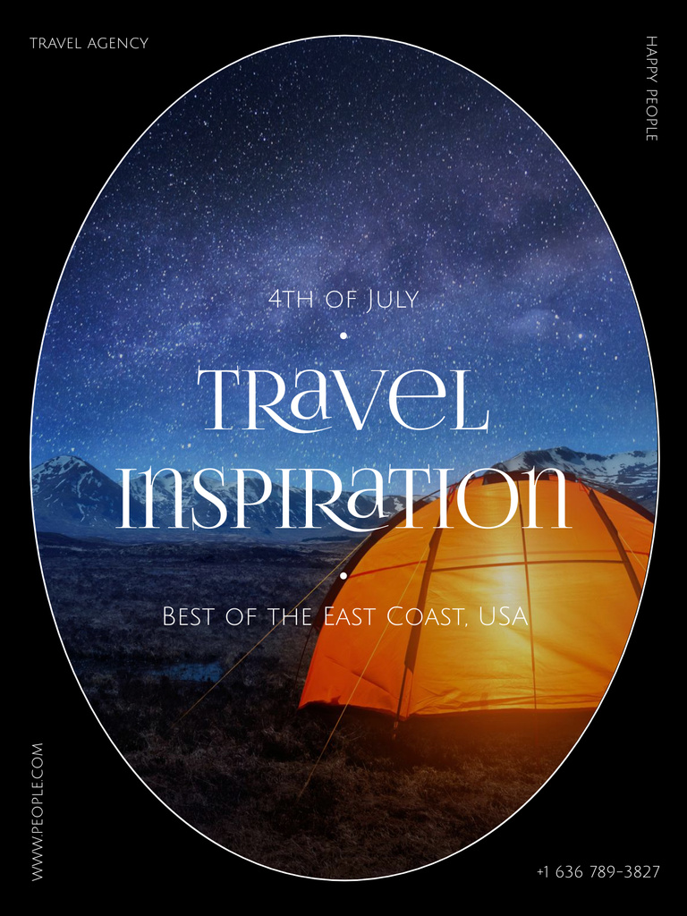 Designvorlage USA Independence Day Tours Offer with Cozy Tent at Night für Poster US
