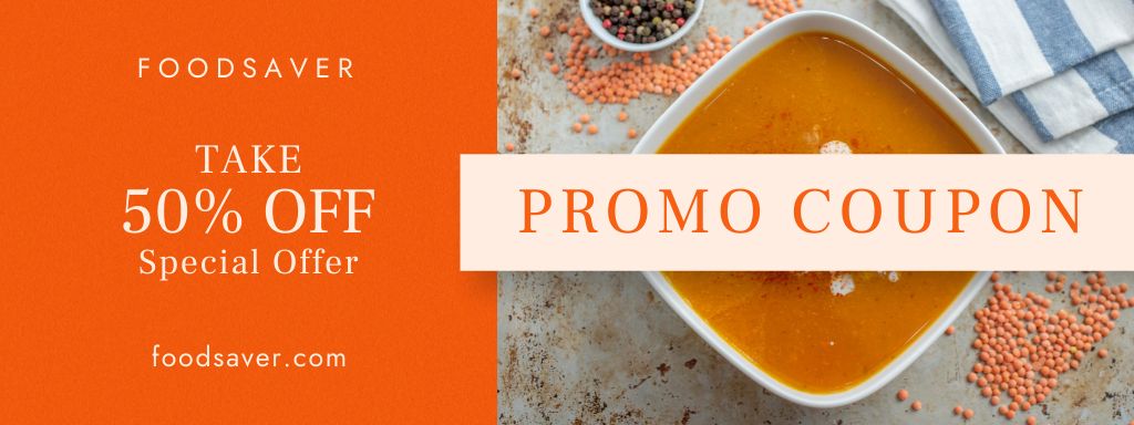 Get Discount on Delicious Lentil Soup Coupon Šablona návrhu