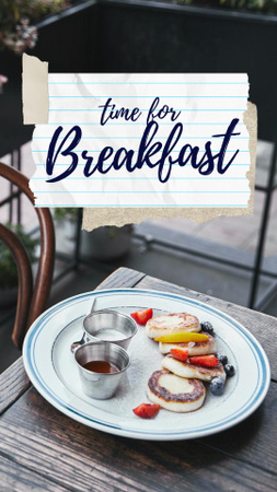 Platilla de diseño Yummy Cheese Pancakes on Breakfast Instagram Story