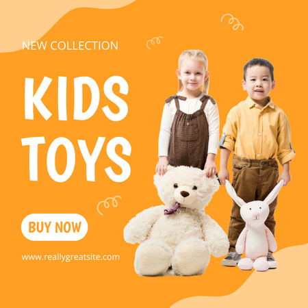 Offer of Children's Toy Collection on Orange Instagram AD Design Template