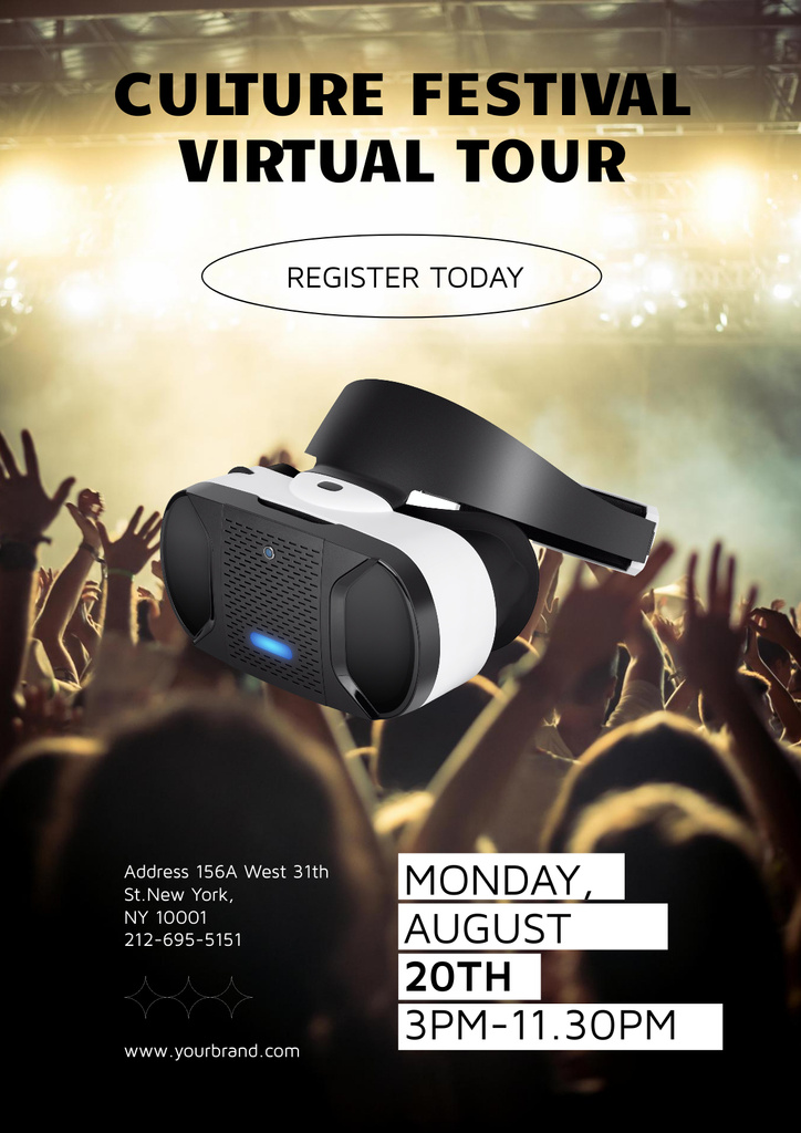 Virtual Festival Announcement with Crowd Poster – шаблон для дизайна