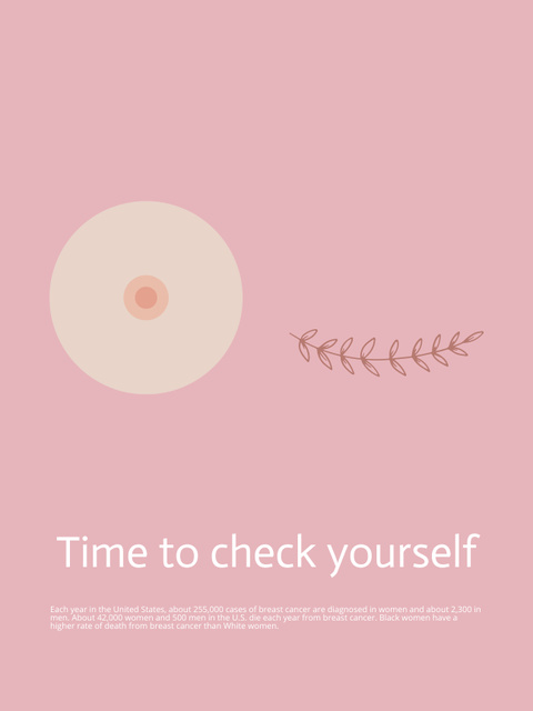 Motivation of Breast Cancer Check-Up on Baby Pink Poster US Tasarım Şablonu