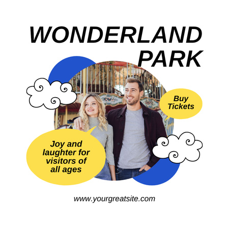 Szablon projektu Oferta zabawy w Wonderland Park dla wszystkich grup wiekowych Instagram AD