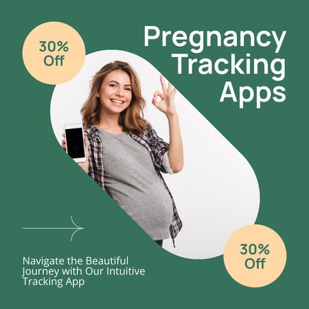 Discount on Purchase of a Mobile Pregnancy Tracking App Instagram AD Design Template