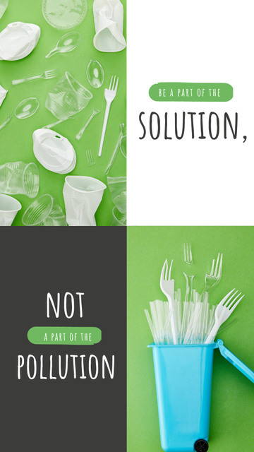 Designvorlage Plastic Waste Concept Promotion with Disposable Tableware für Instagram Story