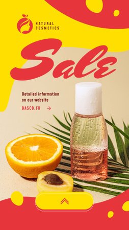 Reklama na kosmetické produkty Přírodní oleje a ovoce Instagram Story Šablona návrhu