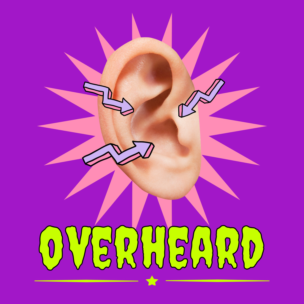 Designvorlage Podcast Topic Announcement with Ear Illustration für Podcast Cover