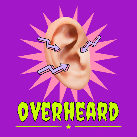 Podcast Topic Announcement with Ear Illustration Podcast Cover Design Template