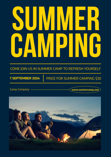Camping Trip Offer with Man in Mountains Poster – шаблон для дизайна