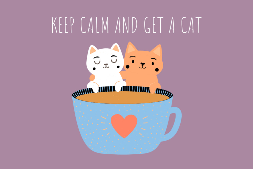 Family Of Cute Cats Postcard 4x6in – шаблон для дизайну