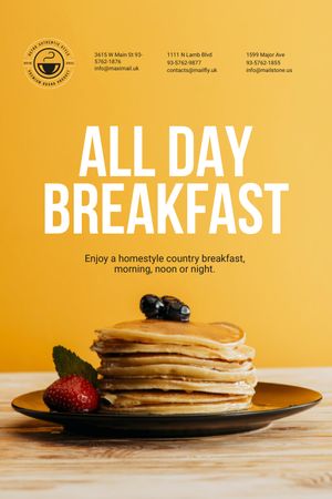 Breakfast Offer with Sweet Pancakes in Orange Tumblr – шаблон для дизайну