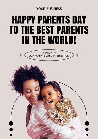 Ontwerpsjabloon van Poster van Gelukkige moeder met dochter op de dag van de ouders
