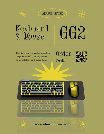 Ontwerpsjabloon van Poster 8.5x11in van Gaming Gear Ad with Keyboard