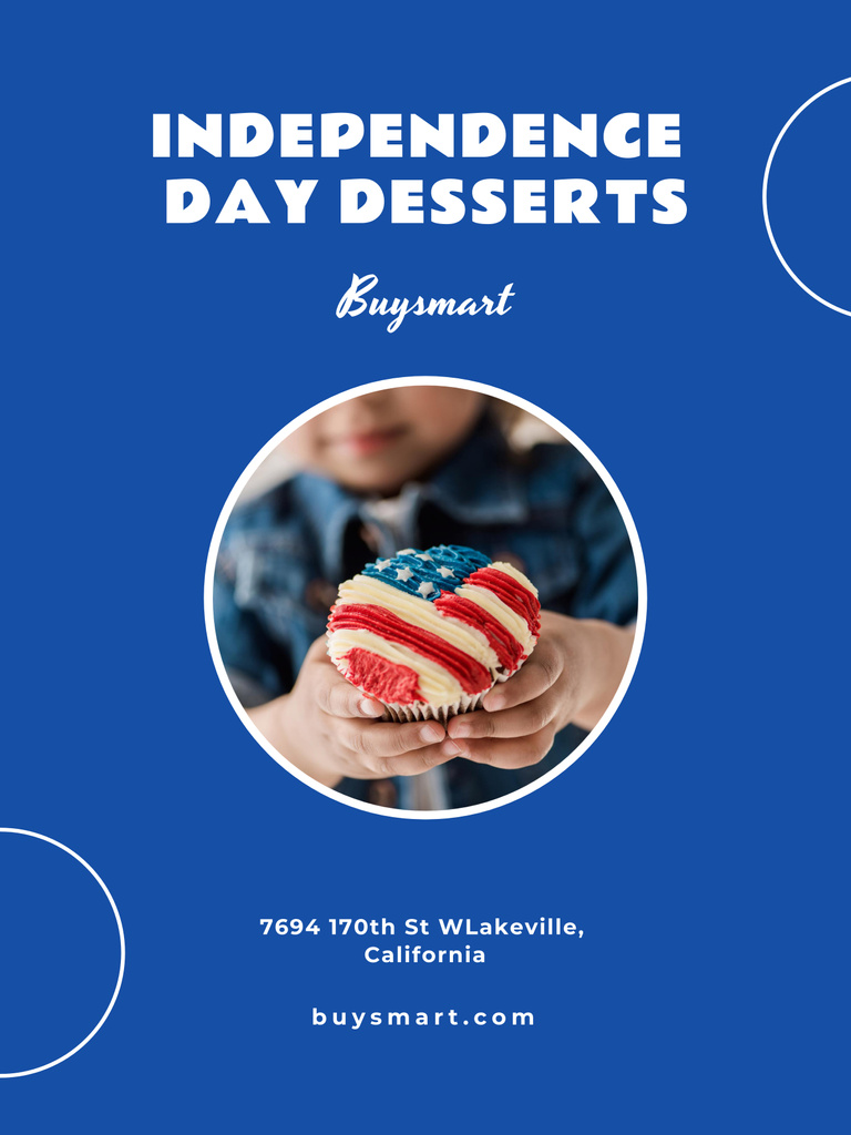 Scrumptious Cupcake For USA Independence Day Offer In Blue Poster 36x48in Design Template