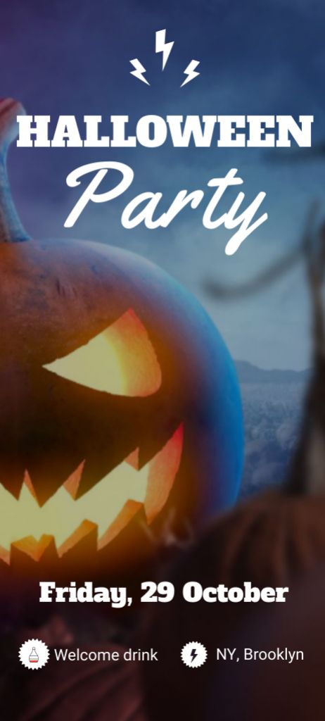Scary Announcement of Halloween Party Invitation 9.5x21cm Šablona návrhu
