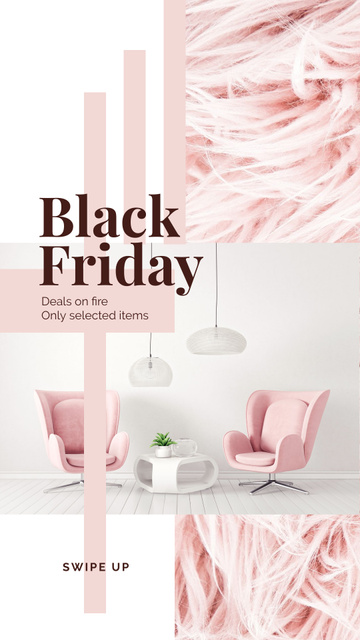 Ontwerpsjabloon van Instagram Story van Black Friday Deal Cozy Interior in Pink Color