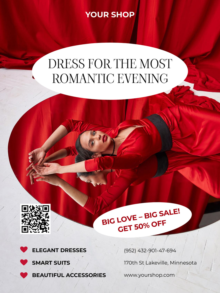 Offer of Dress for Valentine's Day Poster US – шаблон для дизайну