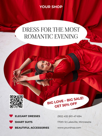 Sevgililer Günü için Elbise Fırsatı Poster US Tasarım Şablonu
