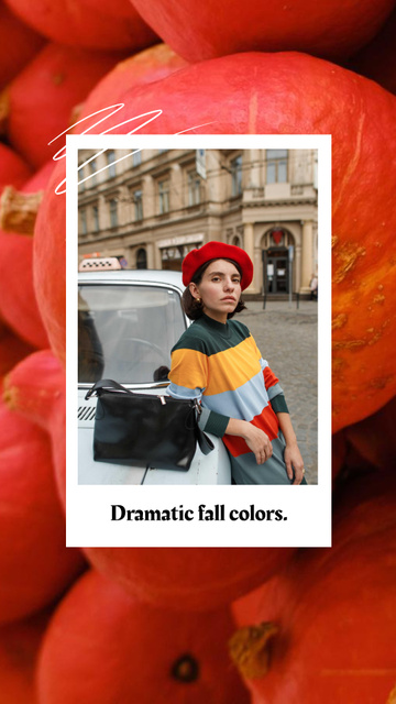 Autumn Inspiration with Stylish Girl in City Instagram Video Story Šablona návrhu