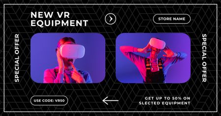 Ofertas de códigos promocionais em novos equipamentos de VR Facebook AD Modelo de Design