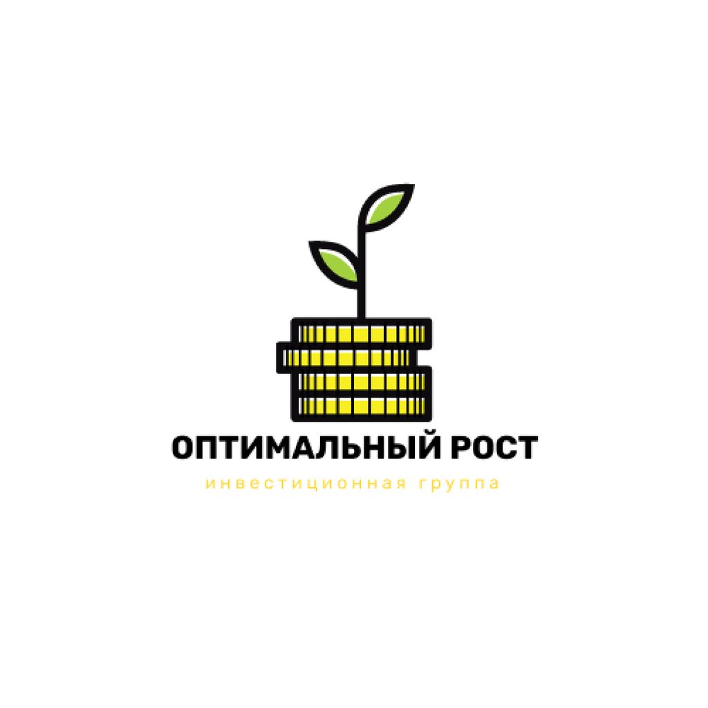 Investment Company Ad with Plant on Stack of Coins Logo – шаблон для дизайна