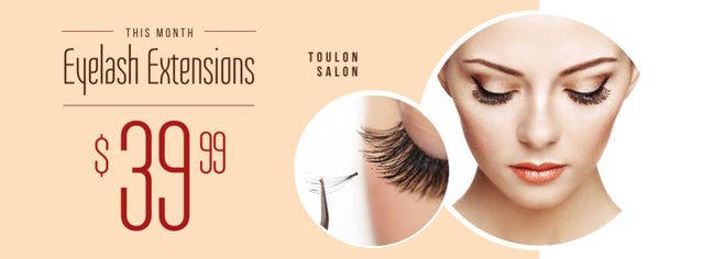 Eyelash Extensions Offer with Tender Woman Facebook cover Design Template