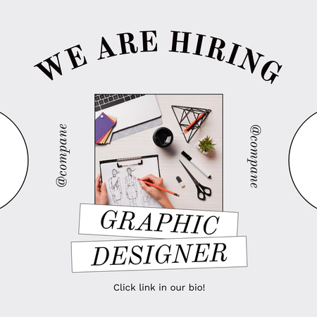 Ontwerpsjabloon van Instagram van We Are Hiring Graphic Designer Announcement