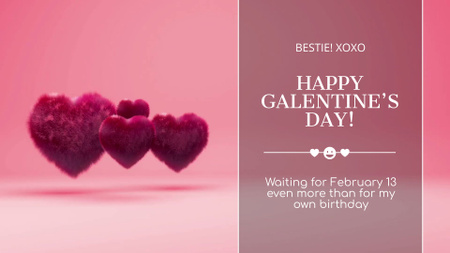 Designvorlage Happy Galentine`s Day mit flauschigen Herzen für Full HD video