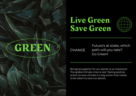 Eco Lifestyle -konsepti vihreillä lehdillä Poster B2 Horizontal Design Template