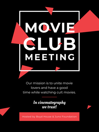 Movie Club Meeting Invitation Ad Poster USデザインテンプレート