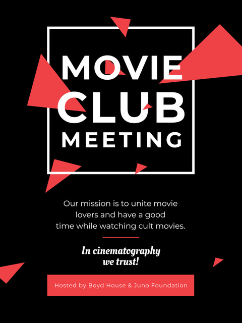 Movie Club Meeting Invitation Ad Poster US – шаблон для дизайна