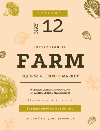 Healthy Green Cabbage for Farming Expo Invitation 13.9x10.7cm Design Template