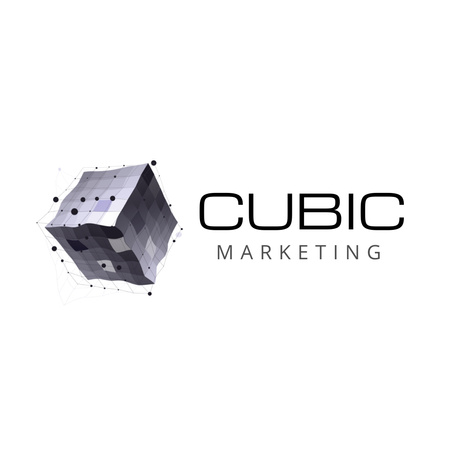 Marketing Agency Emblem with Gray Cube Animated Logo Design Template