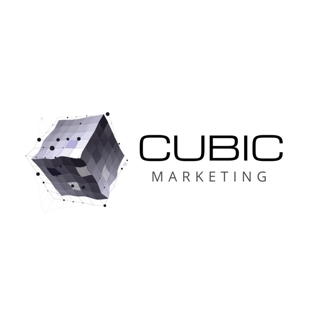 Marketing Agency Emblem with Gray Cube Animated Logo Tasarım Şablonu