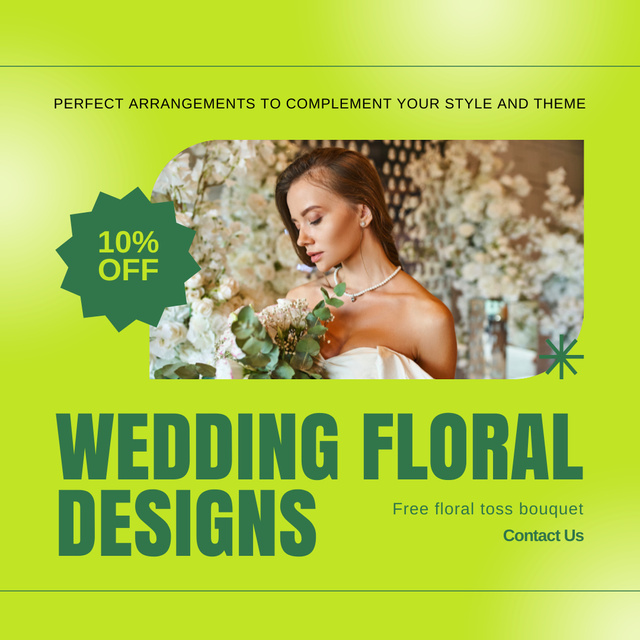 Advertising for Wedding Floral Design Agency with Beautiful Bride Instagram Tasarım Şablonu