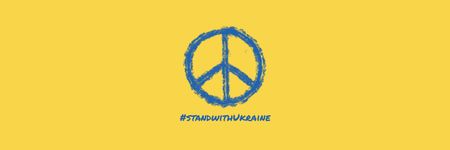 Template di design segno di pace con colori della bandiera ucraina Email header